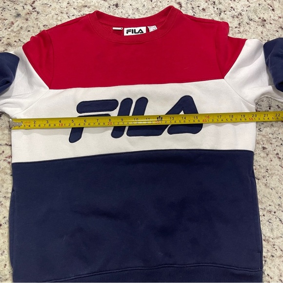 FILA Logo Colorblock Sweatshirt Pullover Red White Blue Men’s Size Small Pockets - Picture 7 of 7